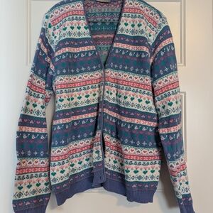 Northern Reflections Multicolor Fair Isle Cardigan - Blue, Cream, Pink, Green